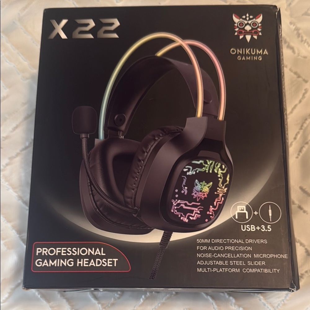 Onikuma X22 Professional Gaming Headset - Black with Multicolor Accents